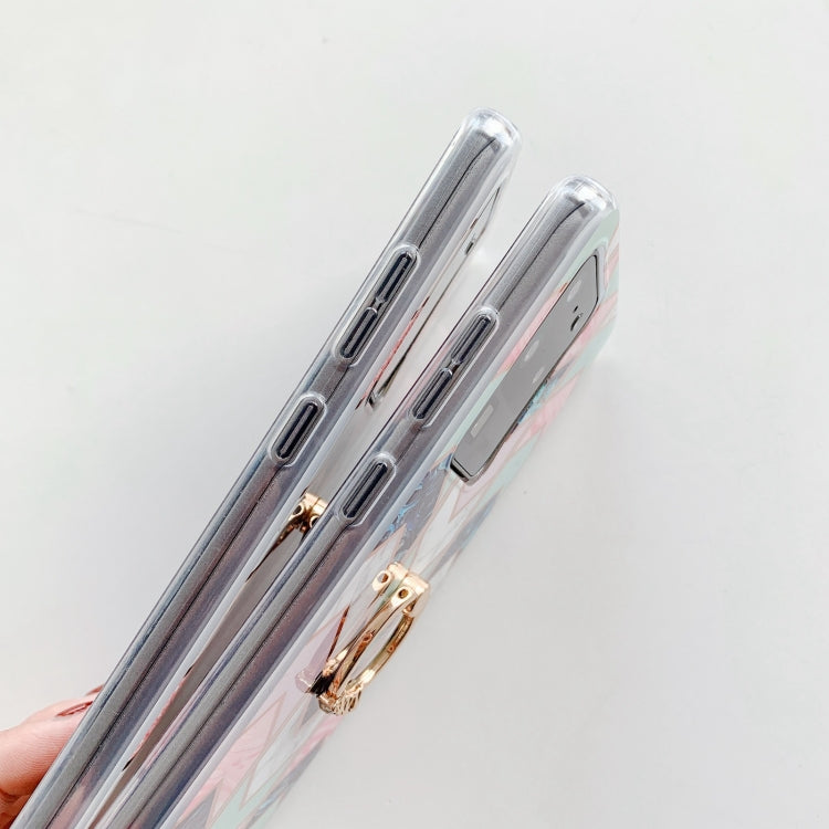 For Samsung Galaxy Note20 Colorful Marble Pattern Protective Case with Ring Holder