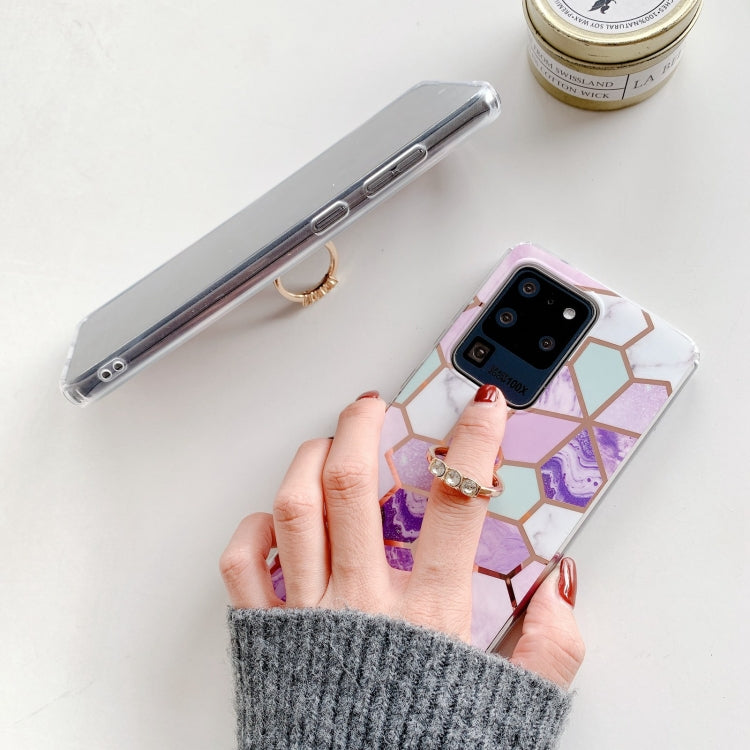 For Samsung Galaxy Note20 Ultra Colorful Marble Pattern Protective Case with Ring Holder