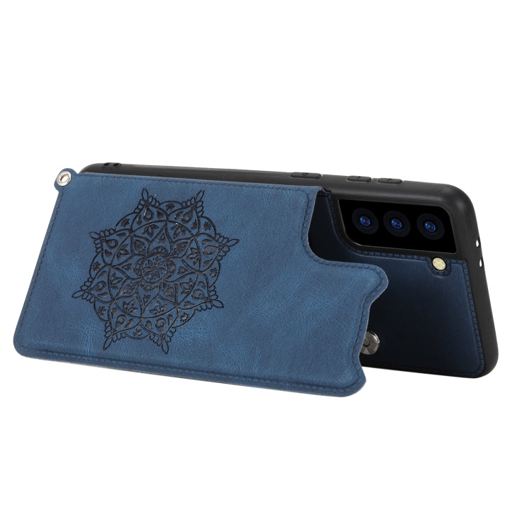 For Samsung Galaxy S21+ 5G Mandala Embossed PU + TPU Case with Holder & Card Slots & Photo Frame & Strap