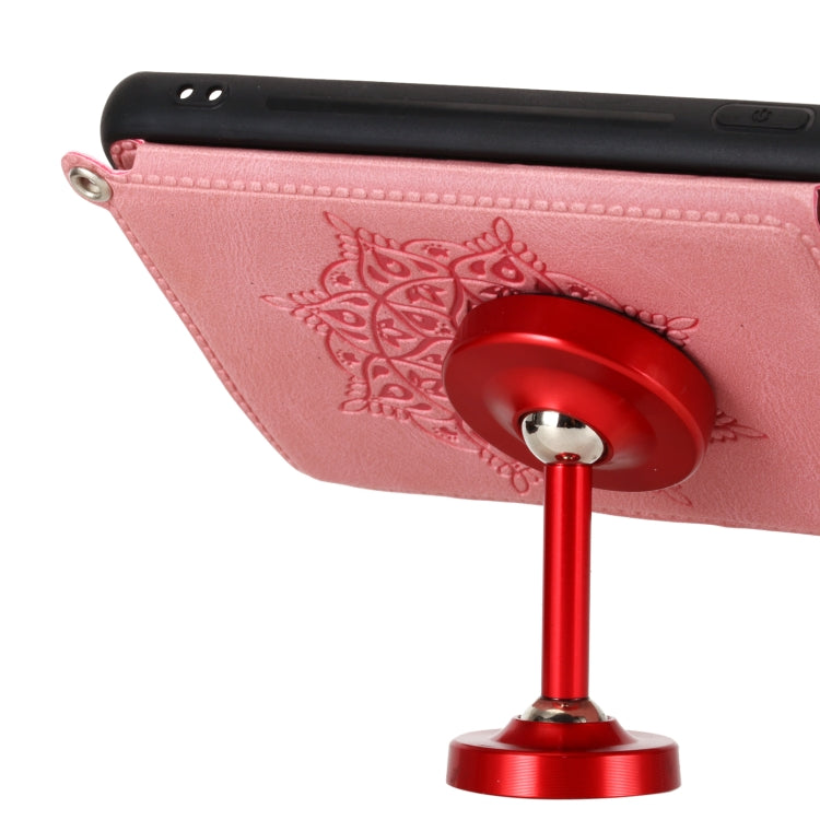 For Samsung Galaxy S21 Ultra 5G Mandala Embossed PU + TPU Case with Holder & Card Slots & Photo Frame & Strap