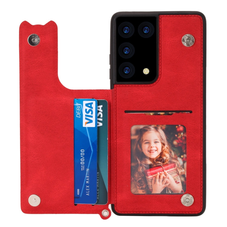 For Samsung Galaxy S21 Ultra 5G Mandala Embossed PU + TPU Case with Holder & Card Slots & Photo Frame & Strap
