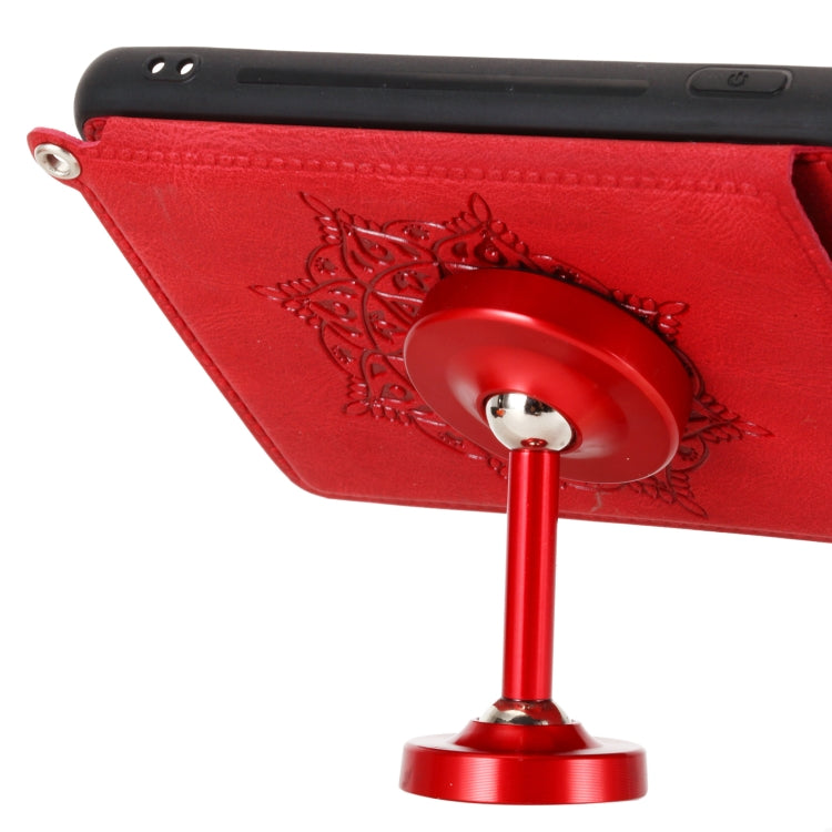 For Samsung Galaxy S21 Ultra 5G Mandala Embossed PU + TPU Case with Holder & Card Slots & Photo Frame & Strap