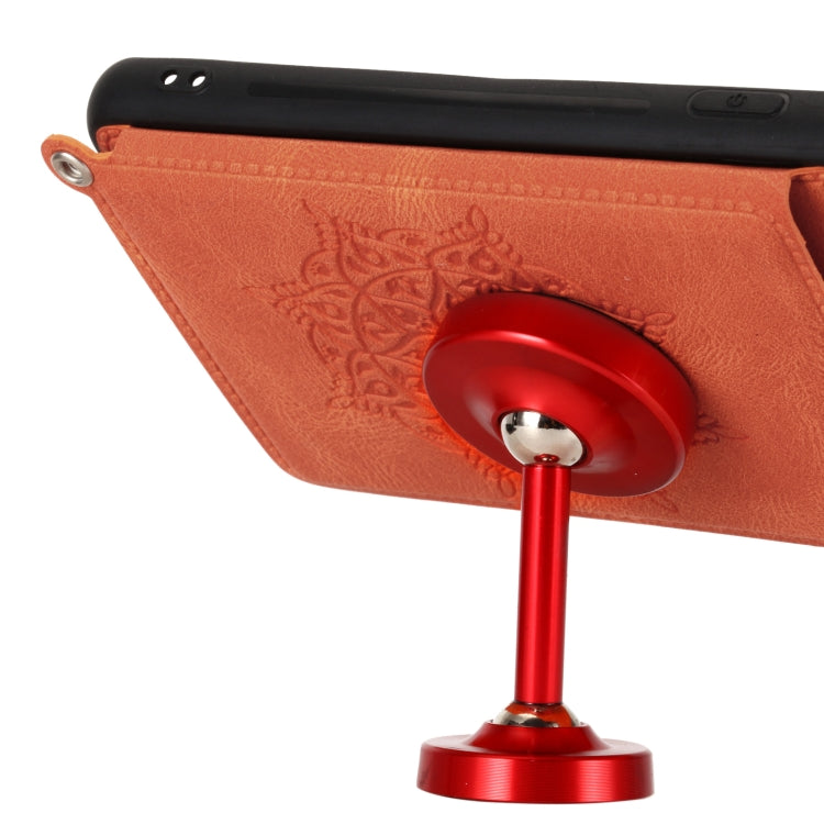 For Samsung Galaxy S21 Ultra 5G Mandala Embossed PU + TPU Case with Holder & Card Slots & Photo Frame & Strap