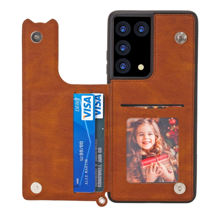For Samsung Galaxy S21 Ultra 5G Mandala Embossed PU + TPU Case with Holder & Card Slots & Photo Frame & Strap