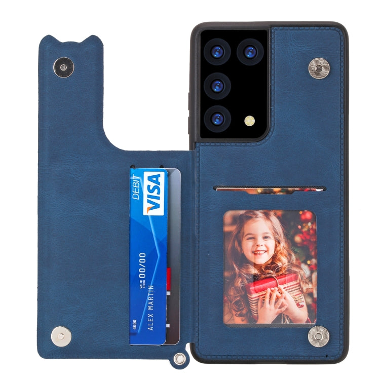 For Samsung Galaxy S21 Ultra 5G Mandala Embossed PU + TPU Case with Holder & Card Slots & Photo Frame & Strap