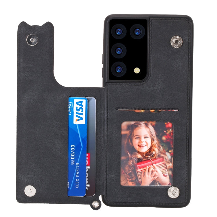 For Samsung Galaxy S21 Ultra 5G Mandala Embossed PU + TPU Case with Holder & Card Slots & Photo Frame & Strap