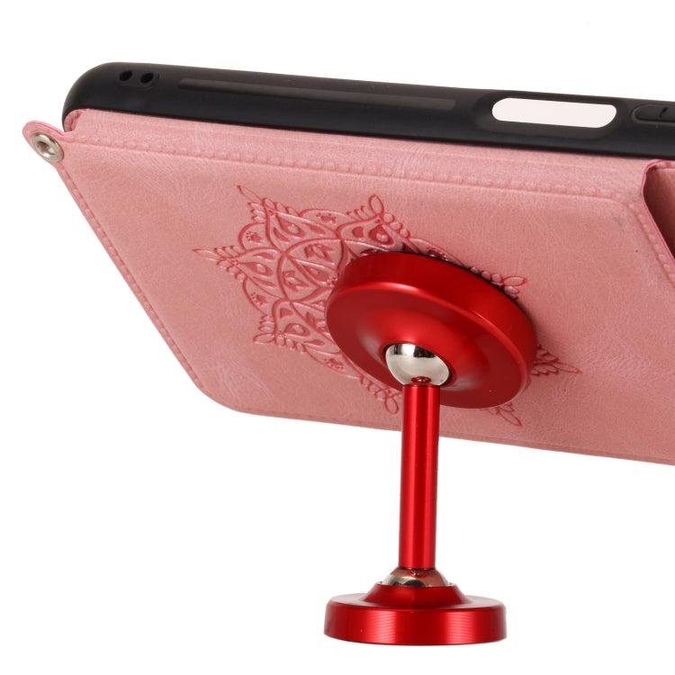 For Huawei Y7a Mandala Embossed PU + TPU Case with Holder & Card Slots & Photo Frame & Strap