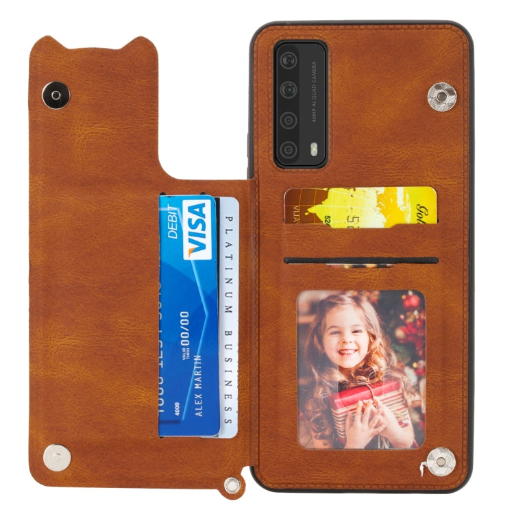 For Huawei Y7a Mandala Embossed PU + TPU Case with Holder & Card Slots & Photo Frame & Strap