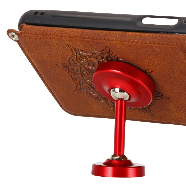 For Huawei Y7a Mandala Embossed PU + TPU Case with Holder & Card Slots & Photo Frame & Strap