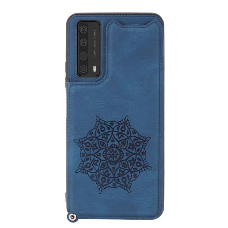 For Huawei Y7a Mandala Embossed PU + TPU Case with Holder & Card Slots & Photo Frame & Strap