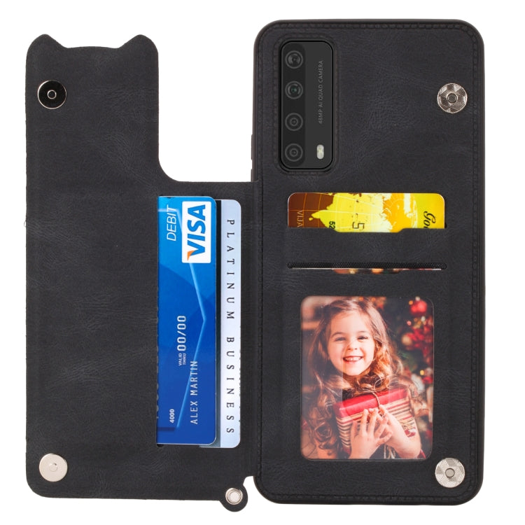 For Huawei Y7a Mandala Embossed PU + TPU Case with Holder & Card Slots & Photo Frame & Strap