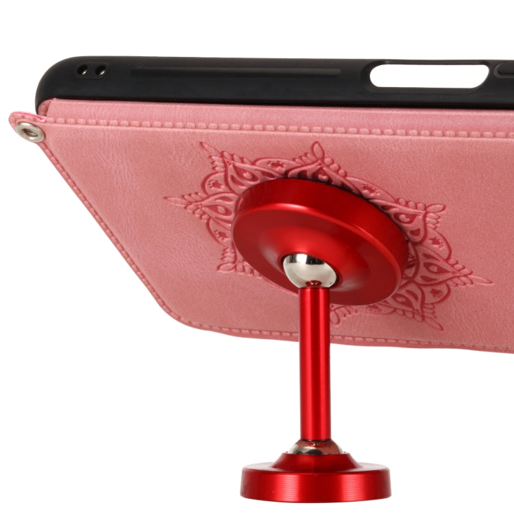 For Huawei Y9a Mandala Embossed PU + TPU Case with Holder & Card Slots & Photo Frame & Strap