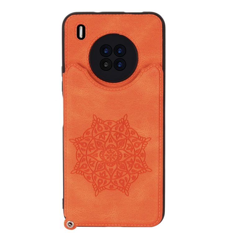 For Huawei Y9a Mandala Embossed PU + TPU Case with Holder & Card Slots & Photo Frame & Strap