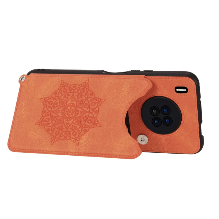 For Huawei Y9a Mandala Embossed PU + TPU Case with Holder & Card Slots & Photo Frame & Strap