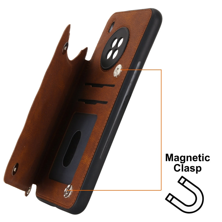 For Huawei Y9a Mandala Embossed PU + TPU Case with Holder & Card Slots & Photo Frame & Strap