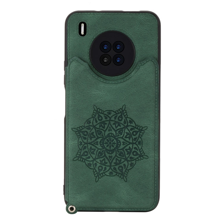 For Huawei Y9a Mandala Embossed PU + TPU Case with Holder & Card Slots & Photo Frame & Strap