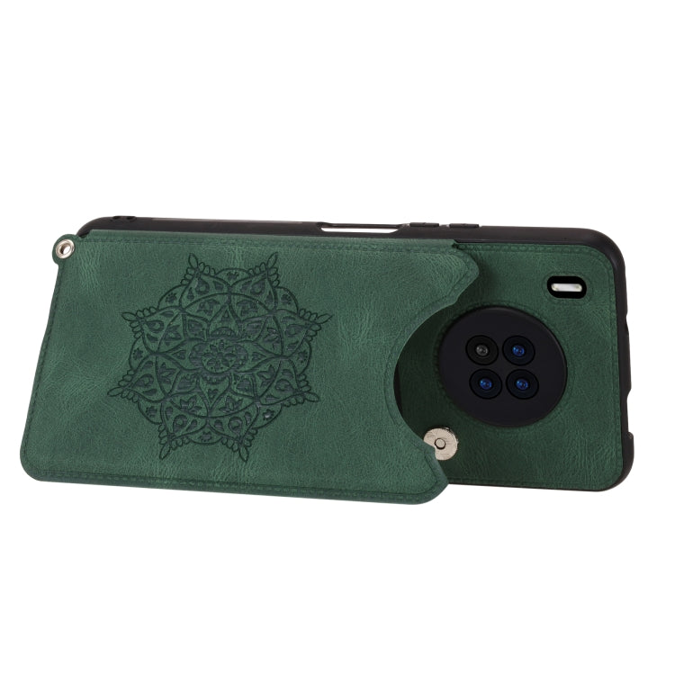 For Huawei Y9a Mandala Embossed PU + TPU Case with Holder & Card Slots & Photo Frame & Strap