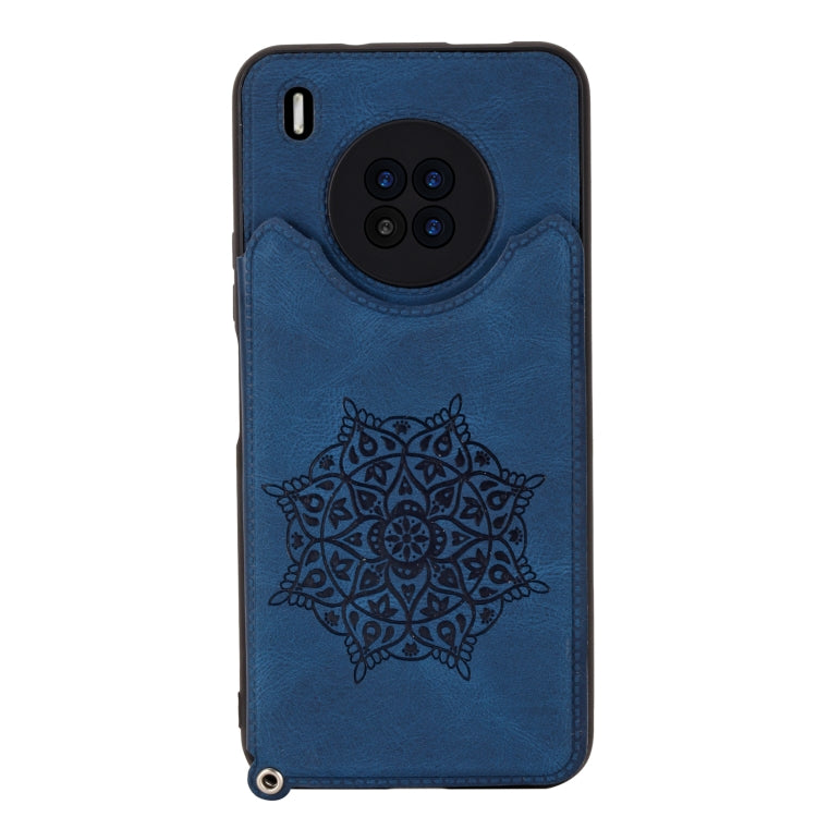 For Huawei Y9a Mandala Embossed PU + TPU Case with Holder & Card Slots & Photo Frame & Strap