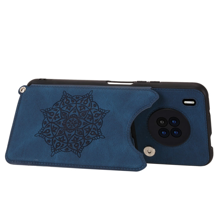 For Huawei Y9a Mandala Embossed PU + TPU Case with Holder & Card Slots & Photo Frame & Strap