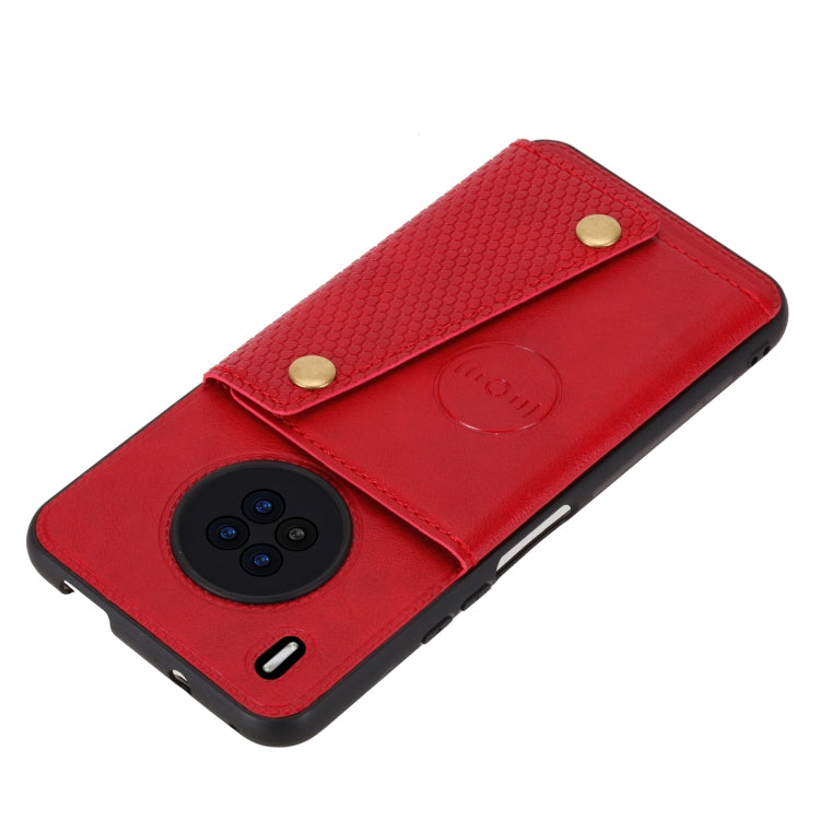 For Huawei Y9a Double Buckle PU + TPU Shockproof Magnetic Protective Case with Card Slot & Holder