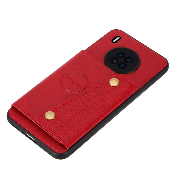 For Huawei Y9a Double Buckle PU + TPU Shockproof Magnetic Protective Case with Card Slot & Holder