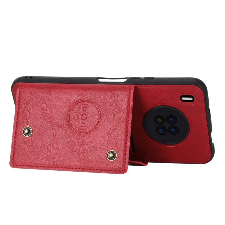 For Huawei Y9a Double Buckle PU + TPU Shockproof Magnetic Protective Case with Card Slot & Holder