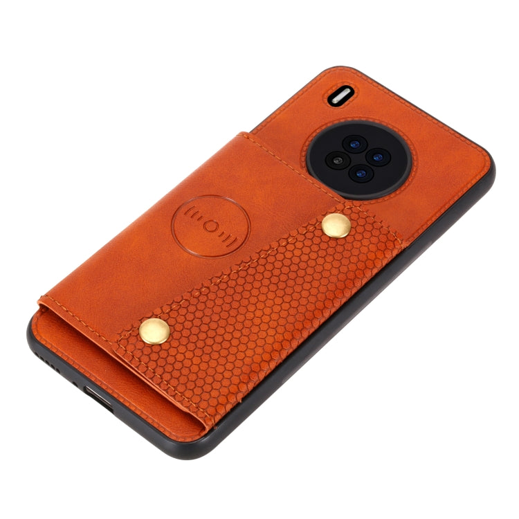 For Huawei Y9a Double Buckle PU + TPU Shockproof Magnetic Protective Case with Card Slot & Holder