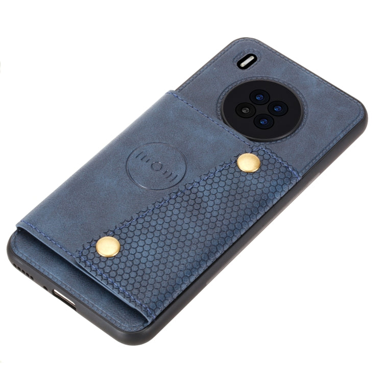 For Huawei Y9a Double Buckle PU + TPU Shockproof Magnetic Protective Case with Card Slot & Holder