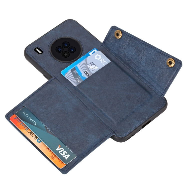 For Huawei Y9a Double Buckle PU + TPU Shockproof Magnetic Protective Case with Card Slot & Holder