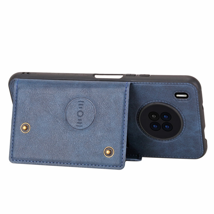 For Huawei Y9a Double Buckle PU + TPU Shockproof Magnetic Protective Case with Card Slot & Holder