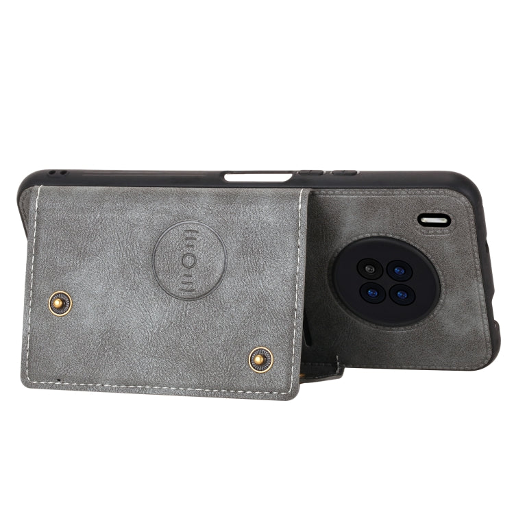 For Huawei Y9a Double Buckle PU + TPU Shockproof Magnetic Protective Case with Card Slot & Holder