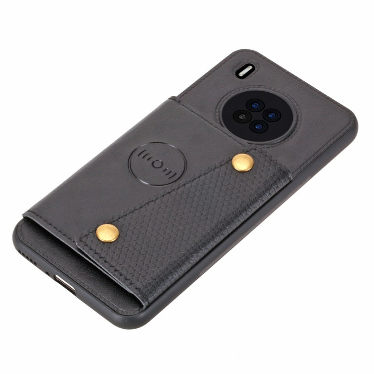 For Huawei Y9a Double Buckle PU + TPU Shockproof Magnetic Protective Case with Card Slot & Holder