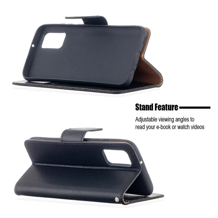 For Samsung Galaxy A02s (EU Version) Litchi Texture Pure Color Horizontal Flip Leather Case with Holder & Card Slots & Wallet & Lanyard
