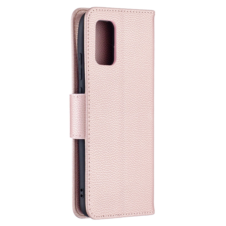 For Samsung Galaxy A02s (EU Version) Litchi Texture Pure Color Horizontal Flip Leather Case with Holder & Card Slots & Wallet & Lanyard