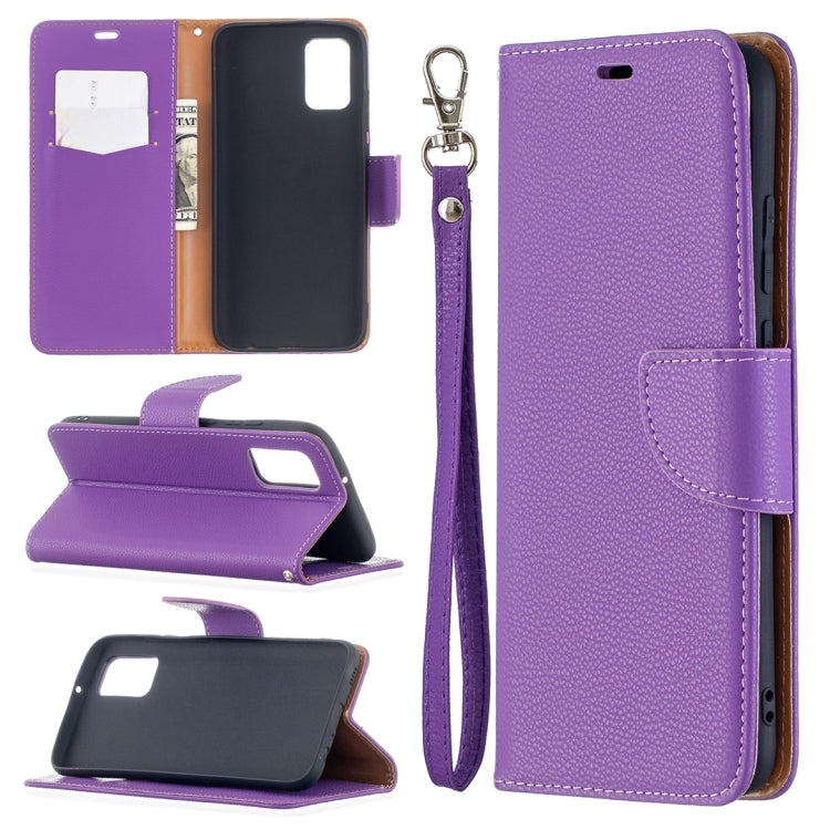 For Samsung Galaxy A02s (EU Version) Litchi Texture Pure Color Horizontal Flip Leather Case with Holder & Card Slots & Wallet & Lanyard