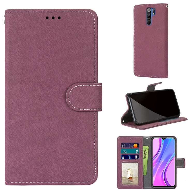 For Xiaomi Redmi 9 Retro Frosted Horizontal Flip PU Leather Case with Holder & Card Slots & Wallet & Photo Frame