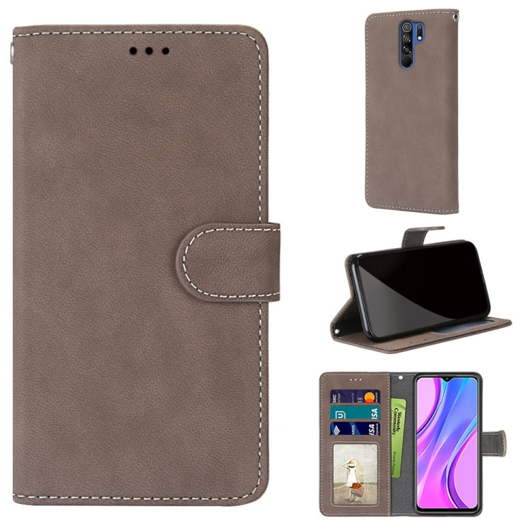 For Xiaomi Redmi 9 Retro Frosted Horizontal Flip PU Leather Case with Holder & Card Slots & Wallet & Photo Frame