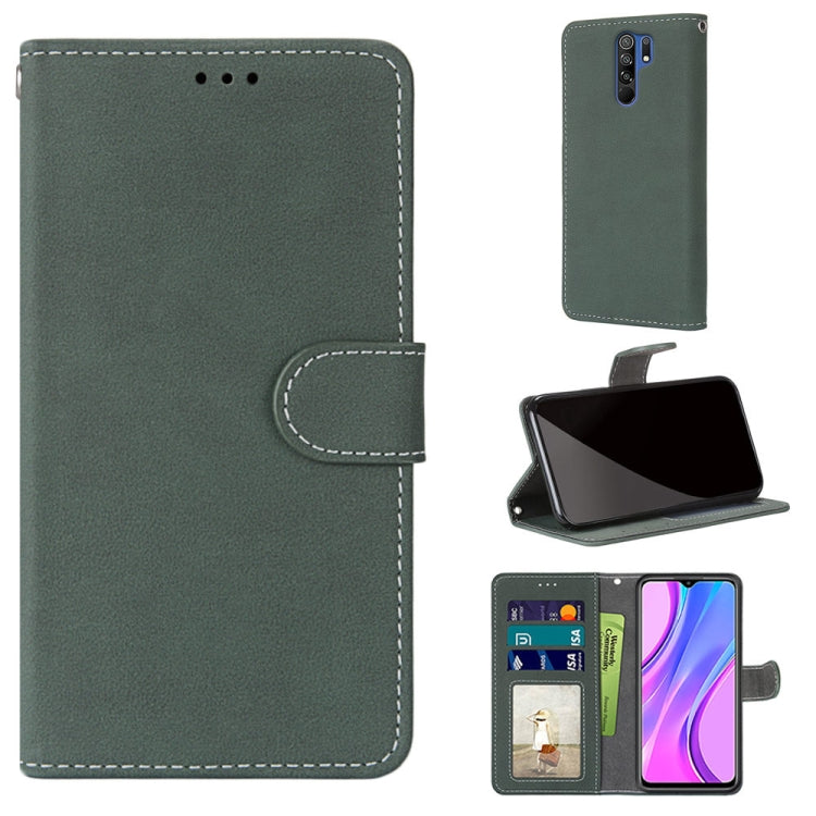 For Xiaomi Redmi 9 Retro Frosted Horizontal Flip PU Leather Case with Holder & Card Slots & Wallet & Photo Frame