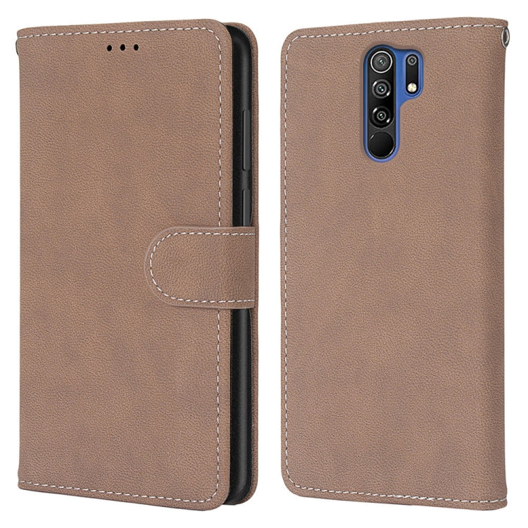 For Xiaomi Redmi 9 Retro Frosted Horizontal Flip PU Leather Case with Holder & Card Slots & Wallet & Photo Frame