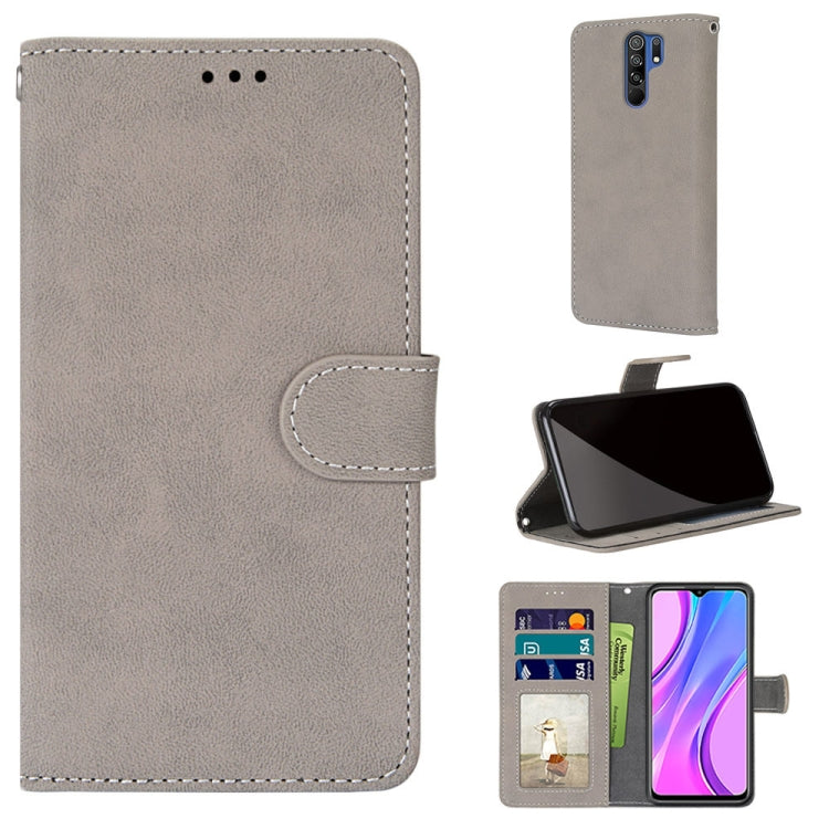 For Xiaomi Redmi 9 Retro Frosted Horizontal Flip PU Leather Case with Holder & Card Slots & Wallet & Photo Frame