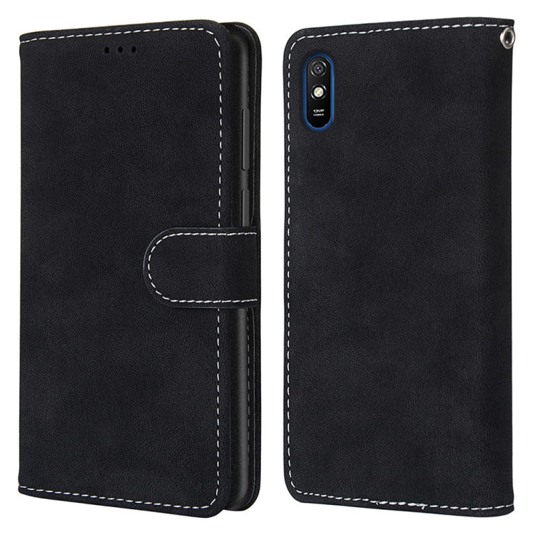 For Xiaomi Redmi 9A Retro Frosted Horizontal Flip PU Leather Case with Holder & Card Slots & Wallet & Photo Frame