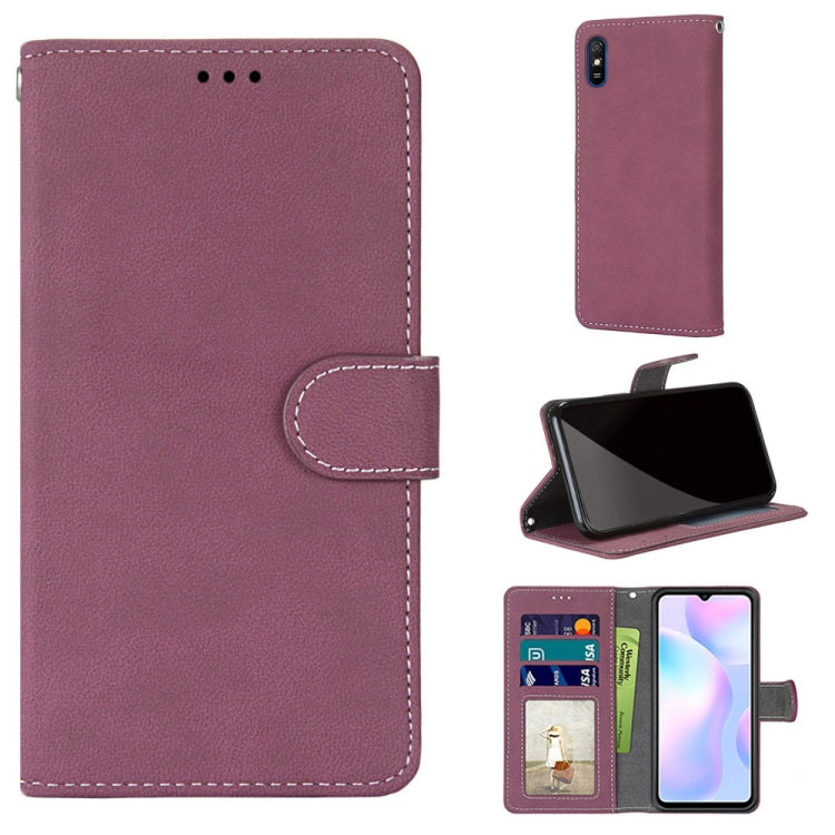 For Xiaomi Redmi 9A Retro Frosted Horizontal Flip PU Leather Case with Holder & Card Slots & Wallet & Photo Frame