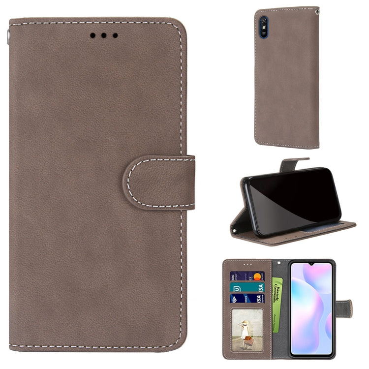 For Xiaomi Redmi 9A Retro Frosted Horizontal Flip PU Leather Case with Holder & Card Slots & Wallet & Photo Frame