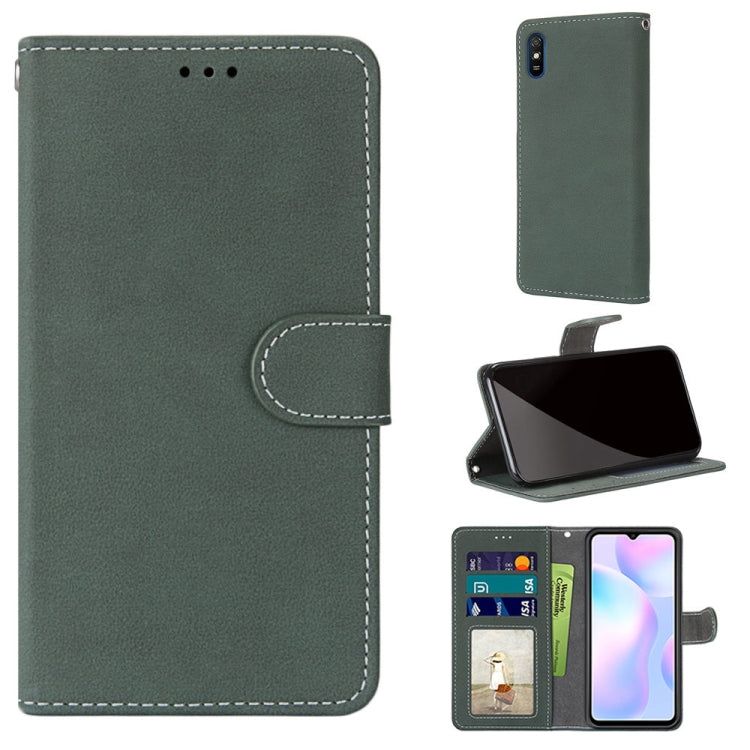 For Xiaomi Redmi 9A Retro Frosted Horizontal Flip PU Leather Case with Holder & Card Slots & Wallet & Photo Frame