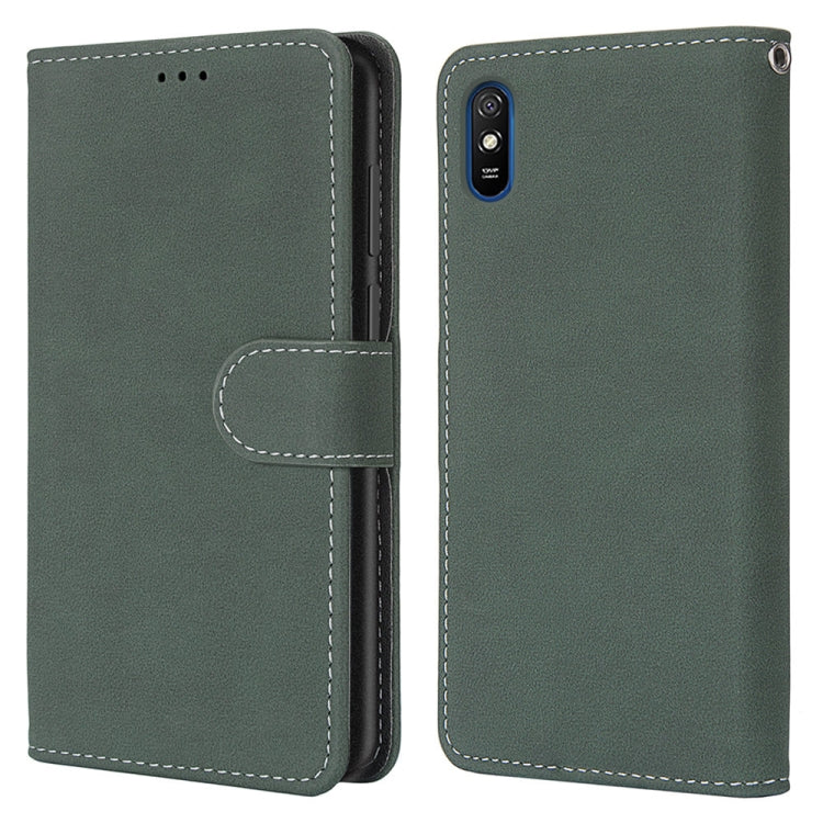 For Xiaomi Redmi 9A Retro Frosted Horizontal Flip PU Leather Case with Holder & Card Slots & Wallet & Photo Frame