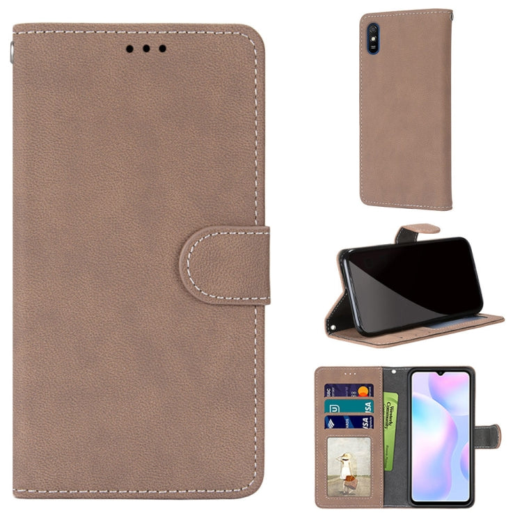 For Xiaomi Redmi 9A Retro Frosted Horizontal Flip PU Leather Case with Holder & Card Slots & Wallet & Photo Frame