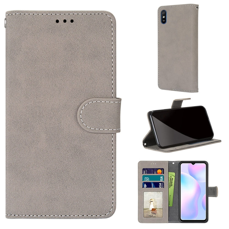 For Xiaomi Redmi 9A Retro Frosted Horizontal Flip PU Leather Case with Holder & Card Slots & Wallet & Photo Frame