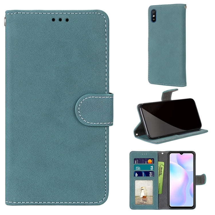 For Xiaomi Redmi 9A Retro Frosted Horizontal Flip PU Leather Case with Holder & Card Slots & Wallet & Photo Frame