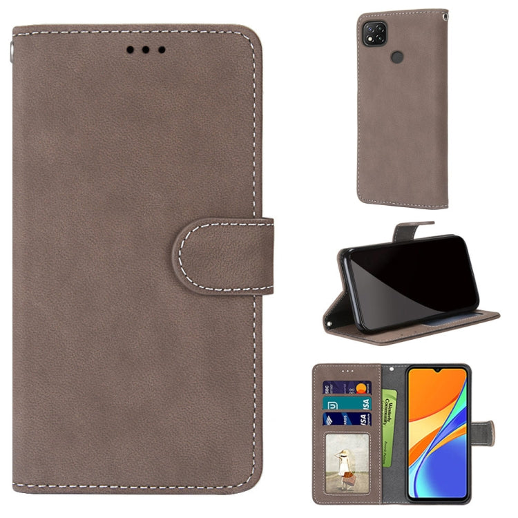 For Xiaomi Redmi 9C Retro Frosted Horizontal Flip PU Leather Case with Holder & Card Slots & Wallet & Photo Frame