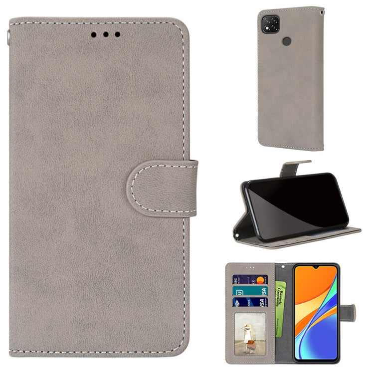 For Xiaomi Redmi 9C Retro Frosted Horizontal Flip PU Leather Case with Holder & Card Slots & Wallet & Photo Frame